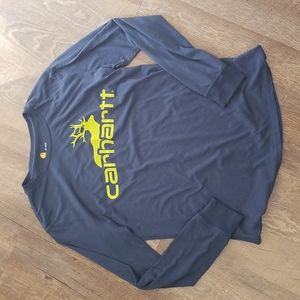 CARHARTT Boys  Blue Long Sleeve T-Shirt XL Buck Deer 18 / 20